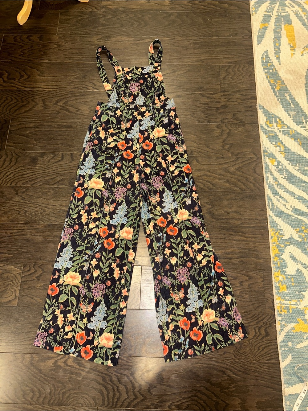 Cider Black Floral Wide-Leg Jumpsuit with Multicolor Blooms